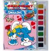 Omalovánky s vodovými farbami - blok A5 so špirálou + vodové farby Šmolkovia