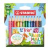 Pastelky trojhranné STABILO Trio, silné a krátké Sada Animal Vibes (12 barev)