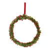 Skleněný vánoční věnec 15 cm na zavěšení, zeleno-červený kruh