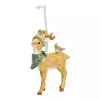 Soška jelena s ptákem 9 cm stojící, přírodní barva, stuha na zavěšení