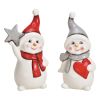 Soška sněhuláka s hvězdou / srdcem 9x7x18 cm, keramika (mix 2 designů /cena za 1 ks)