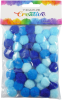 pom poms 20mm mix modrých 50ks