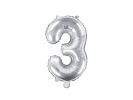 Partydeco Foliová číslice 3 - stříbrná - 35cm