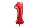 PARTYDECO Foliová číslice- 1 červená -86 cm