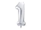 PARTYDECO Foliová číslice- 1 stříbrná -86 cm