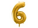PARTYDECO Foliová číslice- 6 zlatá -86 cm