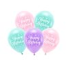 PARTYDECO Sada 5 balónků Happy Bithday růžová