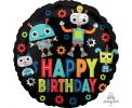 Balónek fóliový Birthday robots 46 cm