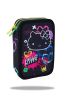 Penál 2 zipy Jumper Hello Kitty Neon Black - vybavený