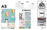 Notes A5 s magnetickým zavíráním 80g / m2 Kočka, Panda ,balení 12 ks