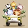 Ubrousky DAISY L (20ks) Safari Animals in the Jeep
