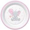 Talíř papírový PM 18cm 8ks Baby Elephant with Pink Balloon