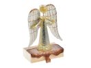anděl plech + dřevo s háčkem 24cm - stříbrný 8885794