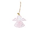 závěs Anděl plech 9cm - bílý s ornamentem 8885836