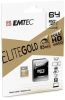 Paměťová karta Elite Gold, microSDXC, 64GB, UHS-I/U1, 85/20 MB/s, adaptér, EMTEC ECMSDM64GXC10GP