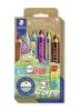 Coloured pencil set, duo colour, with sharpener, STAEDTLER Noris® junior 140, 6 different colours