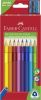 Barevné pastelky Jumbo + ořezávátko, 10 barev, šestihranné, FABER-CASTELL