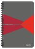 Blok Office, šedo-červená, drátěná kroužková vazba, A5, čtverečkovaný, 90 listů, laminovaný povrch