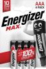 Baterie Max, AAA (mikrotužková), 4 ks, ENERGIZER E300124203/E300124200 ,balení 4 ks