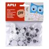 Pohyblivé oči APLI kulaté / nelepící / černé / 75 ks
