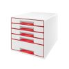 Zásuvkový box Leitz WOW - 4+1 zásuvky / červená