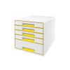 Zásuvkový box Leitz WOW - 4+1 zásuvky / žlutá