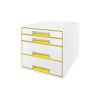 Zásuvkový box Leitz WOW - 2+2 zásuvky / žlutá
