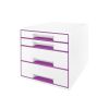 Zásuvkový box Leitz WOW - 2+2 zásuvky / fialová