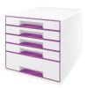 Zásuvkový box Leitz WOW - 4+1 zásuvky / fialová