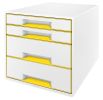 Zásuvkový box Leitz WOW - 2+2 zásuvky / žlutá