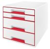 Zásuvkový box Leitz WOW - 2+2 zásuvky / červená