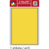 Print etikety A4 pro laserový a inkoustový tisk - 210 x 297 mm (1 etiketa/ arch) žlutá