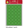 Print etikety A4 pro laserový tisk - fluorescentní - kulaté prům.40 mm ( 24 etiket / arch) fluorescentní zelená