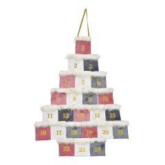 Adventní kalendář, textil - růžová, 55x77cm