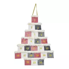 Adventní kalendář, textil - růžová, 55x77cm