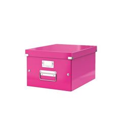 Archivační krabice CLICK&STORE, A4, lakový lesk, růžová