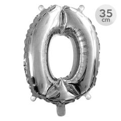 Balón narozeninový 35 cm - číslo 0, stříbrný