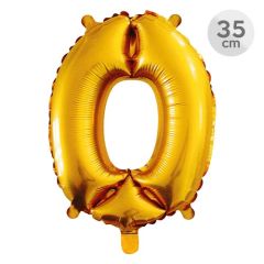 Balón narozeninový 35 cm - číslo 0, zlatý