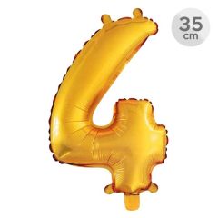 Balón narozeninový 35 cm - číslo 4, zlatý
