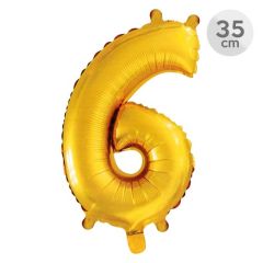 Balón narozeninový 35 cm - číslo 6, zlatý
