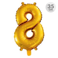 Balón narozeninový 35 cm - číslo 8, zlatý
