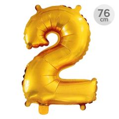 Balón narozeninový 76 cm - číslo 2, zlatý