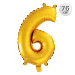 Balón narozeninový 76 cm - číslo 6, zlatý