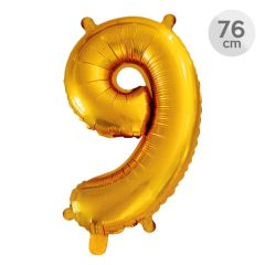Balón narozeninový 76 cm - číslo 9, zlatý