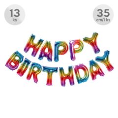 Balón narozeninový Happy Birthday 35 cm/13 ks, barevný