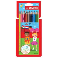 Barevné tužky, šest-hranné, STABILO, 12 různých barev