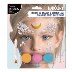 KIDEA  Barvy na obličej VĚŠTĚC - 3 barvy + štětec a diamanty (sada)