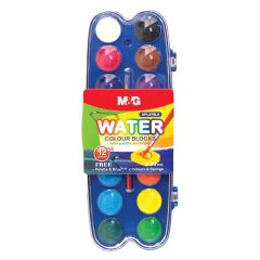 M&G  Barvy vodové 14 barev (30 mm) + paletka a štětec