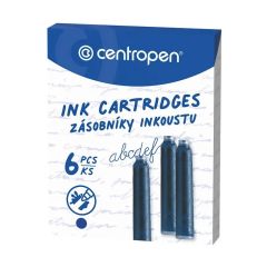 Bombičky inkoustové CENTROPEN 6 ks pro plnící pera - modrá náplň