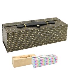 Dárková krabice na láhev (pevný karton s PU uchem) mix 3 designů
